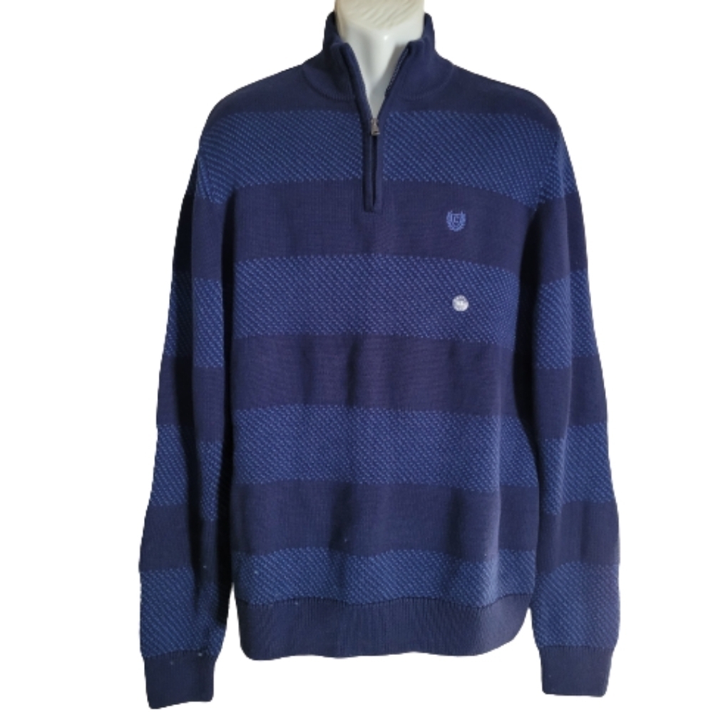 CHAPS Long Sleeve Mock Neck Pullover Striped Knit Sweater Size Men's XL NEW